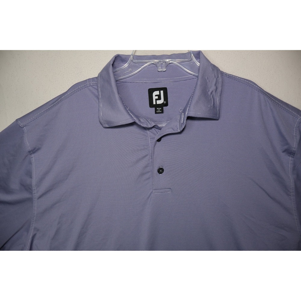 Golf Polo FootJoy Mens XXL Purple White Micro Stripe Short Sleeve  Shirt FJ Logo